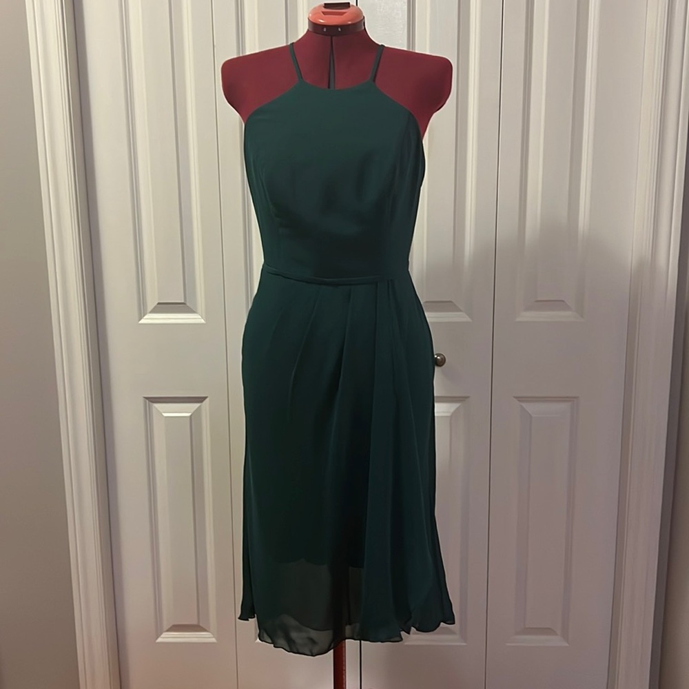 David's Bridal Dark Green Midi Dress